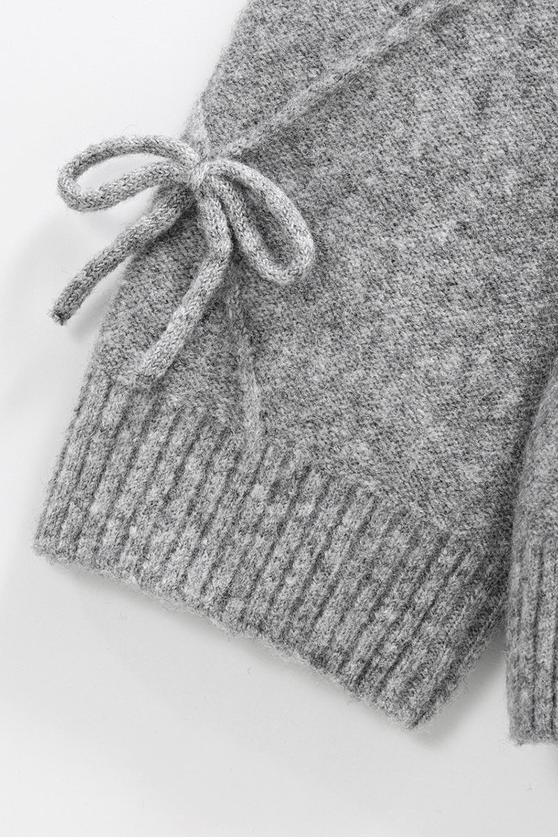 Bow-Accent Textured Knit Sweater