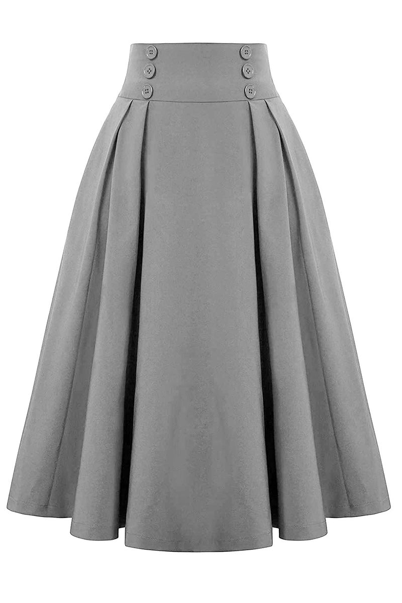 A-Line Pleated Midi Skirt