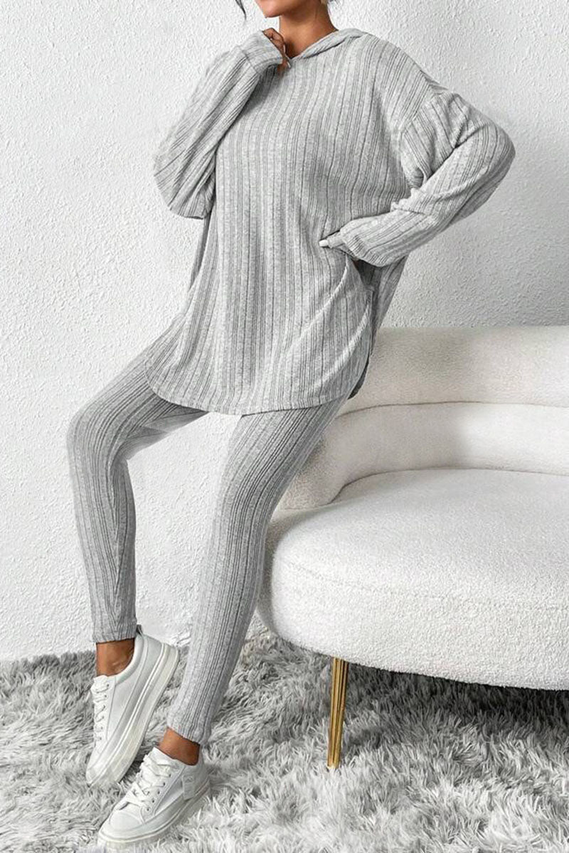 Oversized Ribbed Hoodie Set