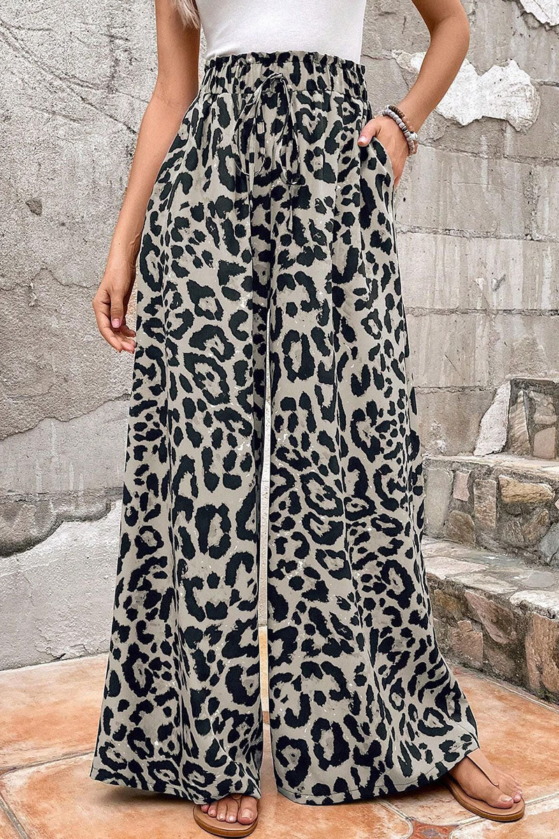 Leopard Print Wide-Leg Pants