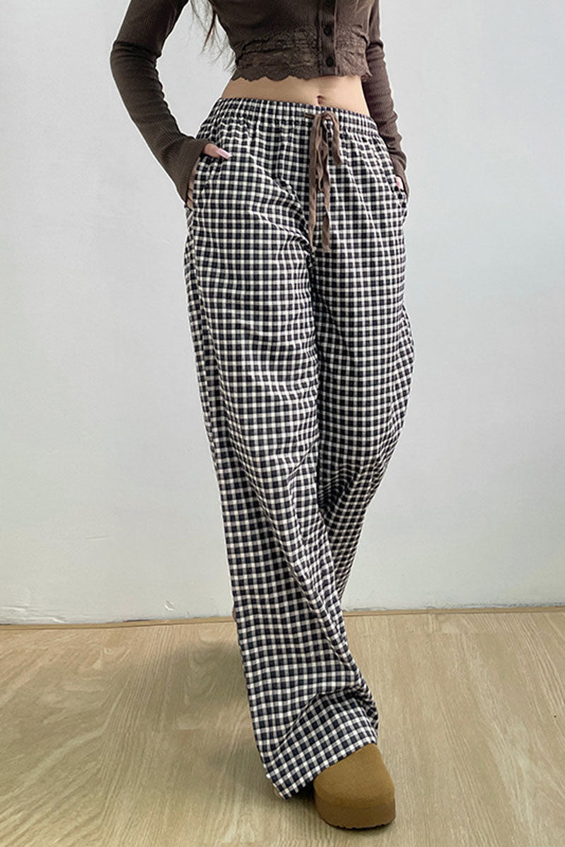 Checkered Drawstring Pajama Pants