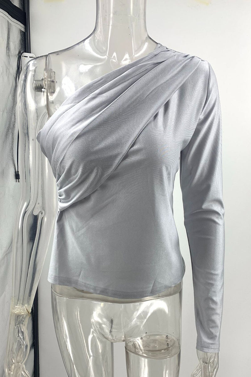 One-Shoulder Draped Fitted Top