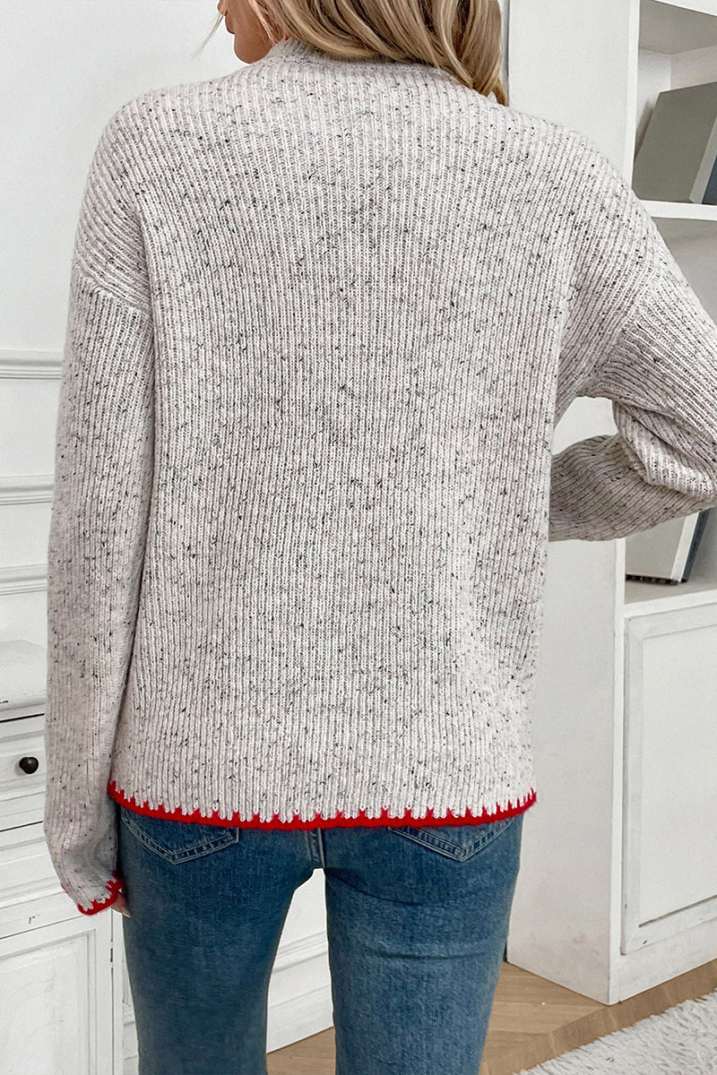 Knitted Sweater with Heart Pattern