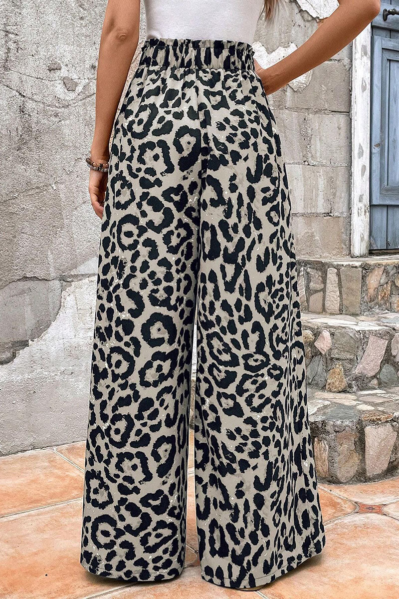 Leopard Print Wide-Leg Pants