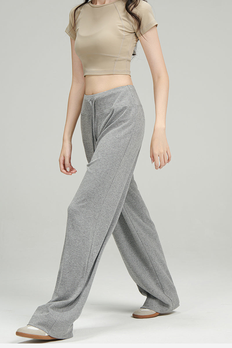 Wide-Leg Knit Drawstring Lounge Pants