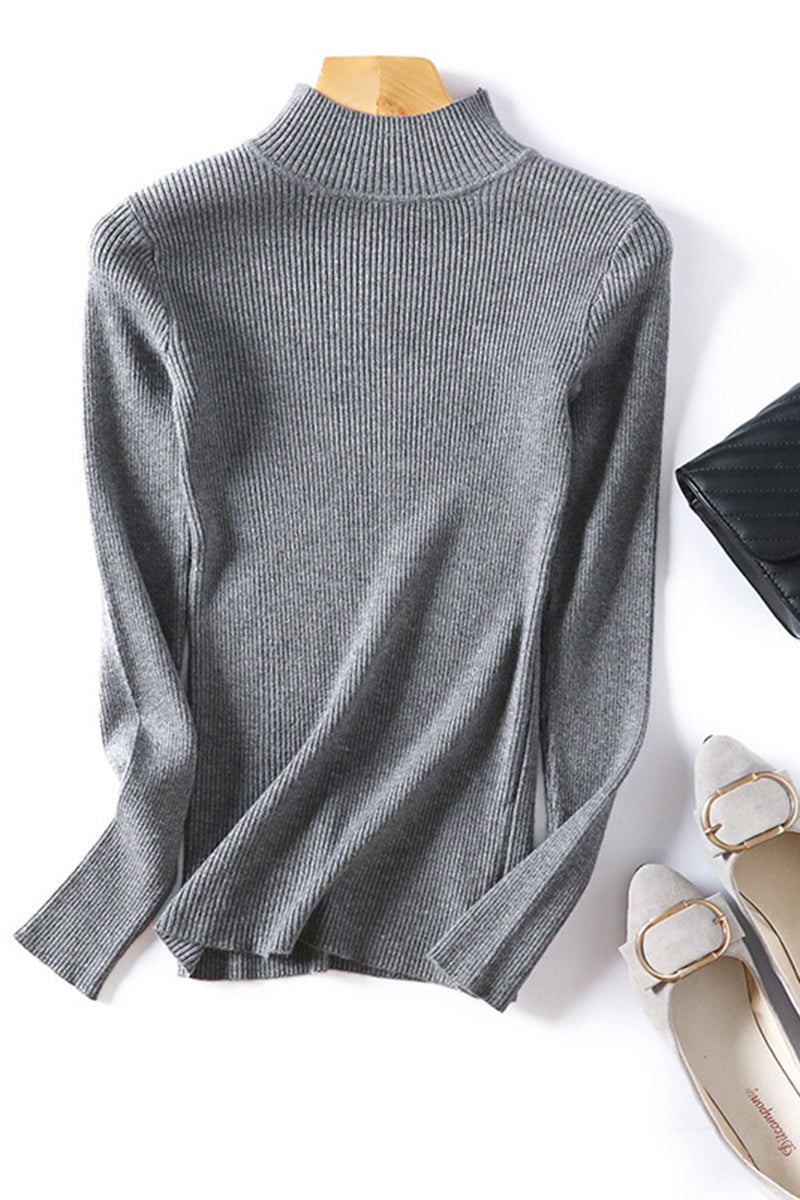 Slim Fit Mock Neck Ribbed Sweater