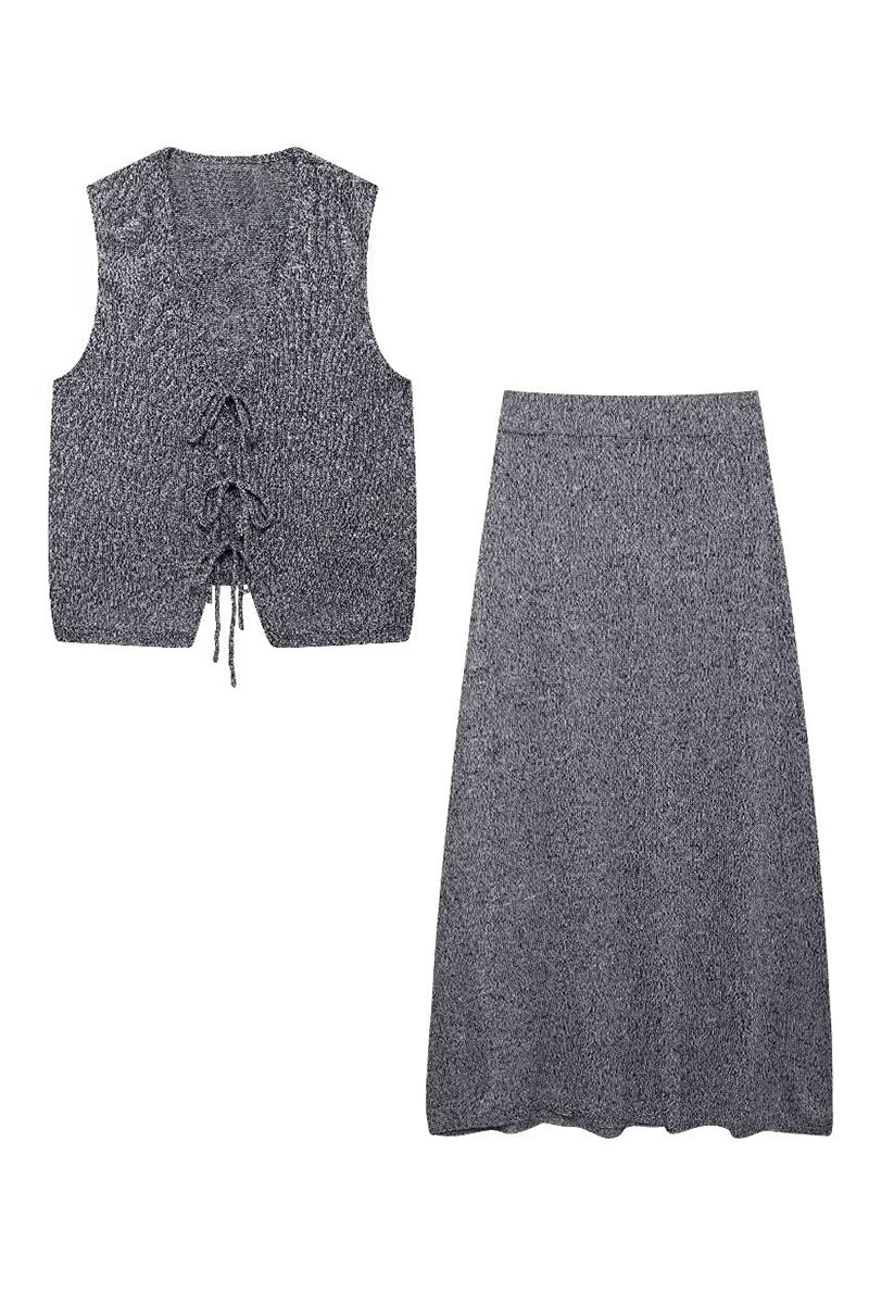 Tie-Front Vest and Skirt Set