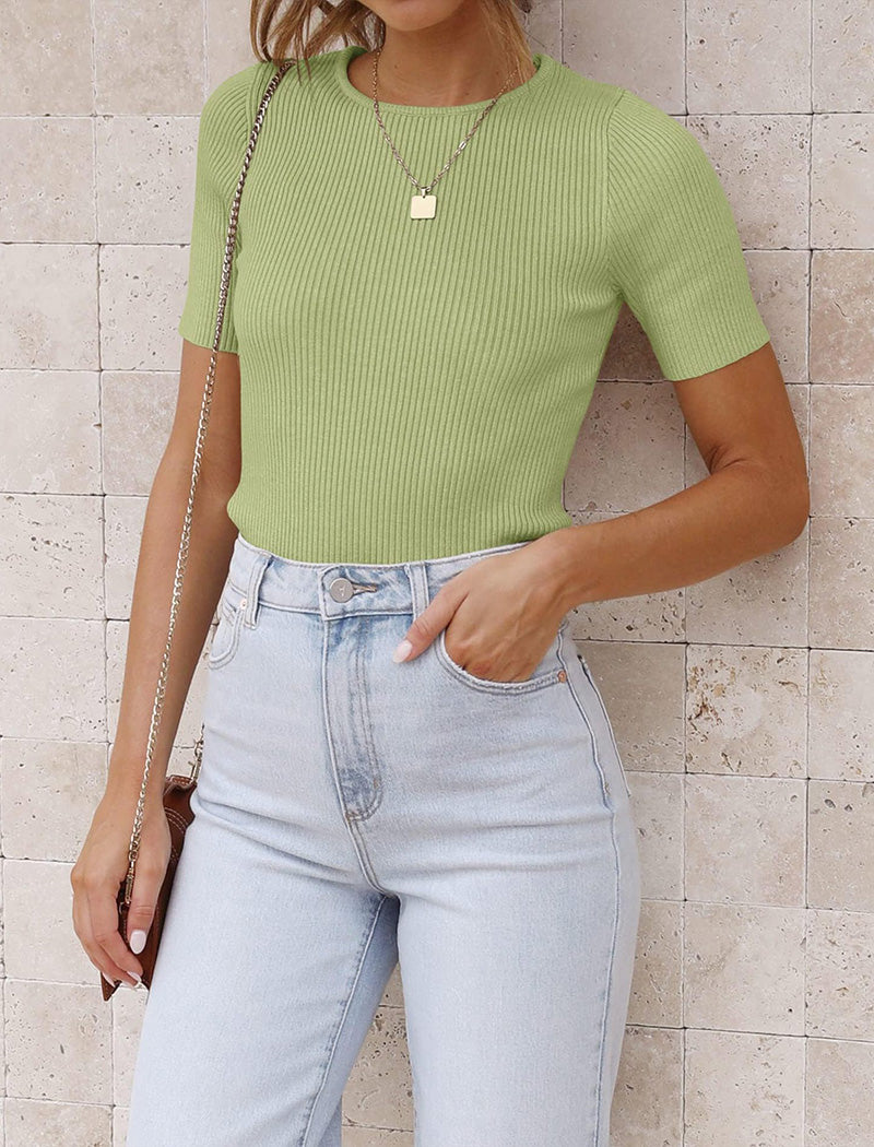 Ribbed Crewneck Fitted Top