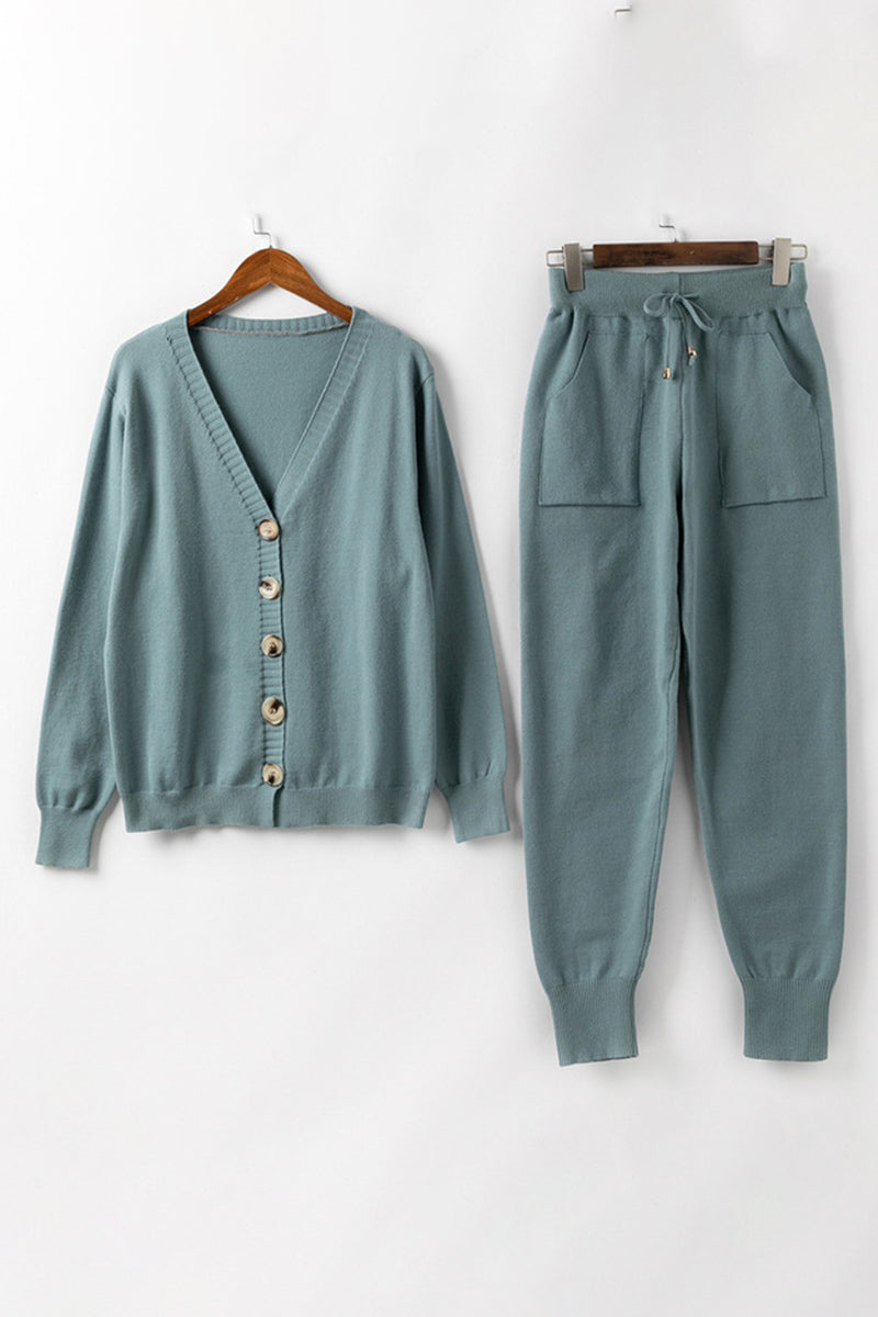 Cardigan with Drawstring Waist Pants Set