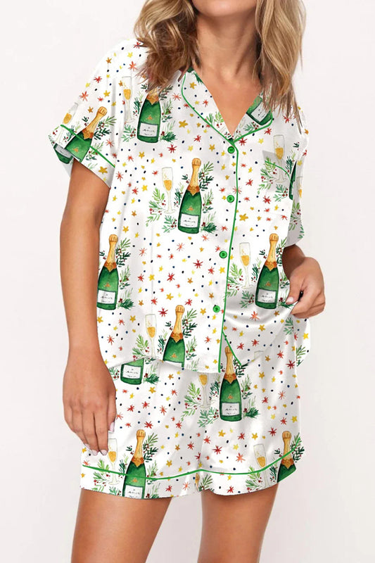 Festive Champagne Print Pajama Set