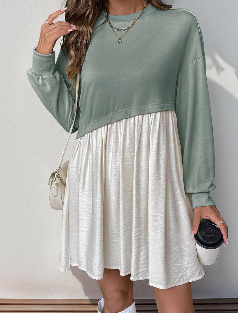 Long Sleeve Patchwork  Dress