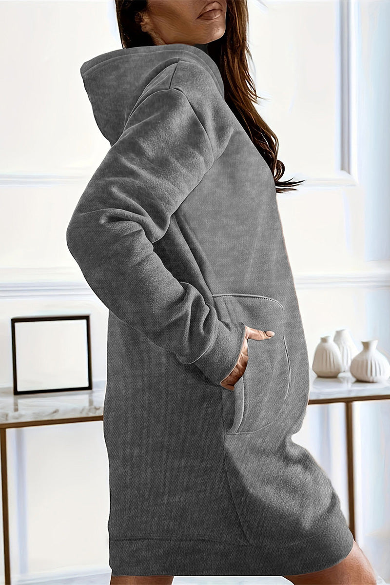 Cozy Hooded Dress with Pocket