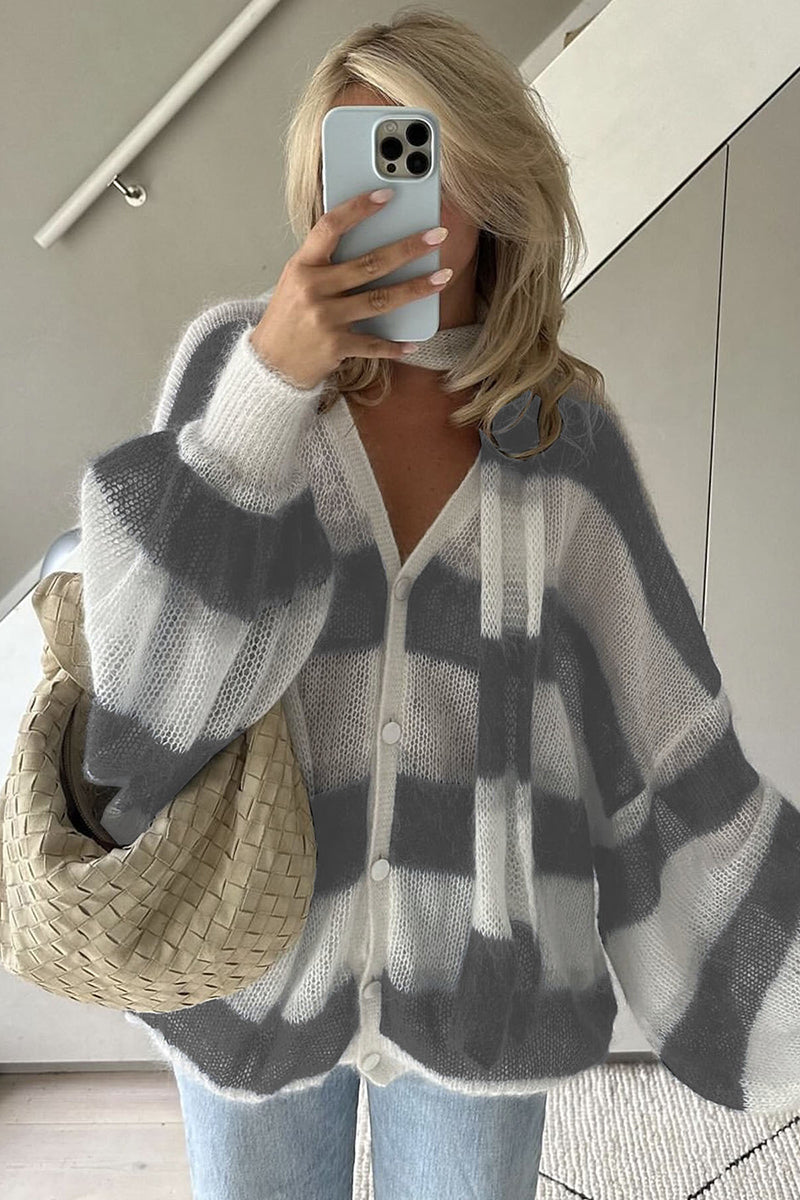 Striped Oversized Knit Cardigan