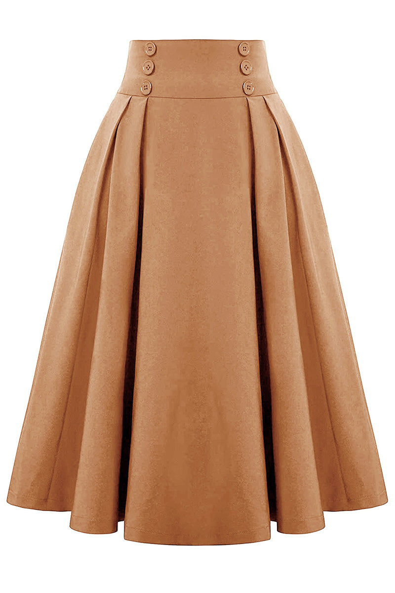 A-Line Pleated Midi Skirt