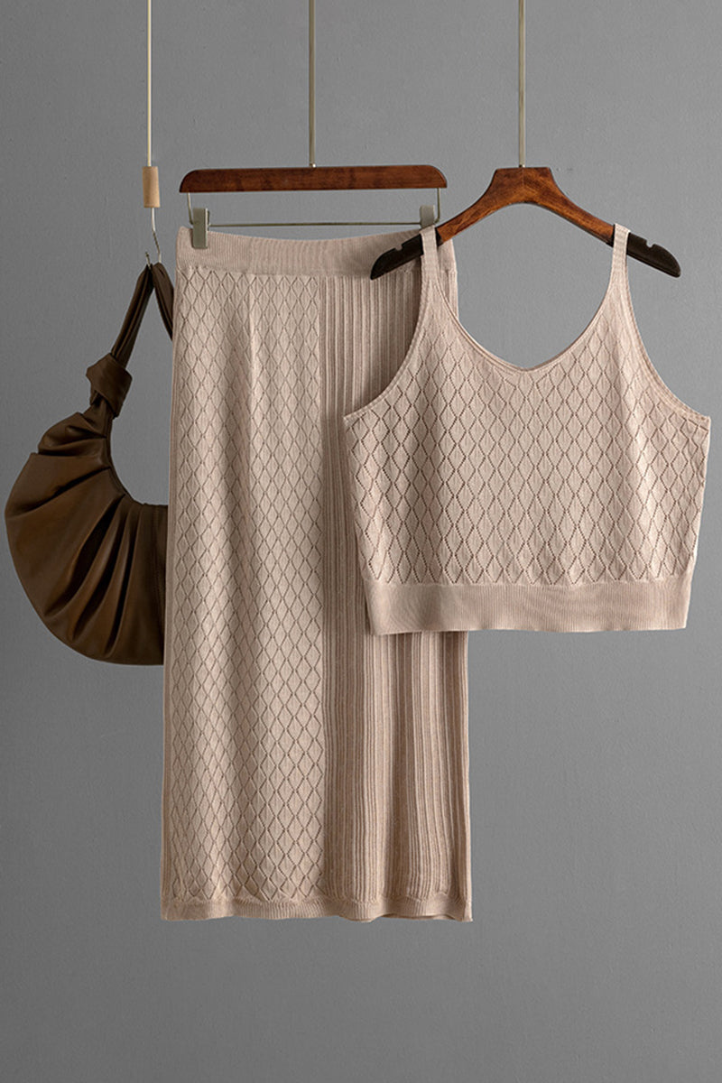 Textured Knit Tank and Skirt Set