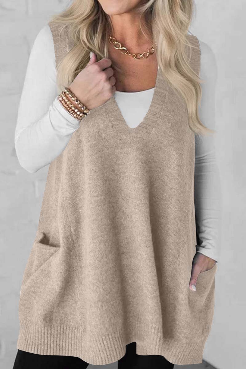 Sleeveless Knit Tunic with Pockets