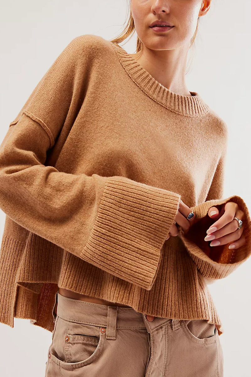 Loose-Fit Cropped Knit Sweater