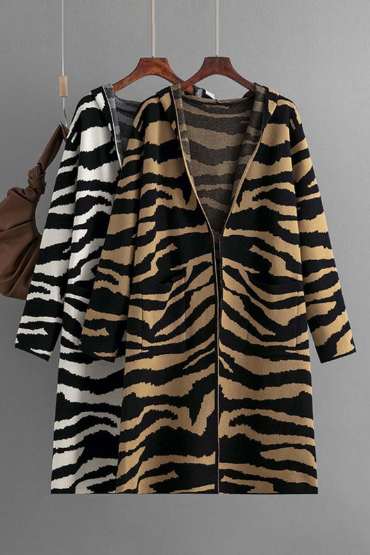 Zebra Print V-Neck Cardigan