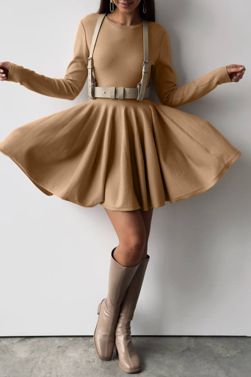 Long Sleeve Fit and Flare Mini Dress