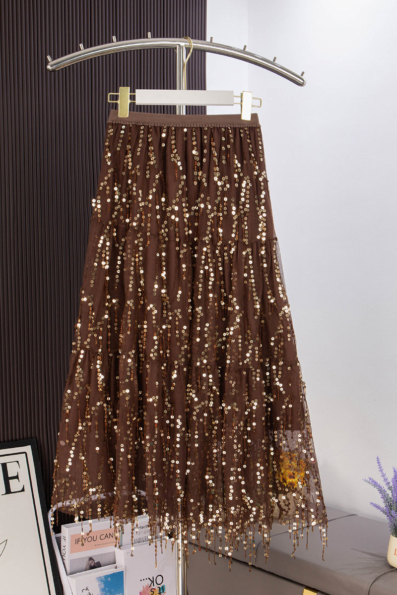 Sequin Embellished Mesh Skirt