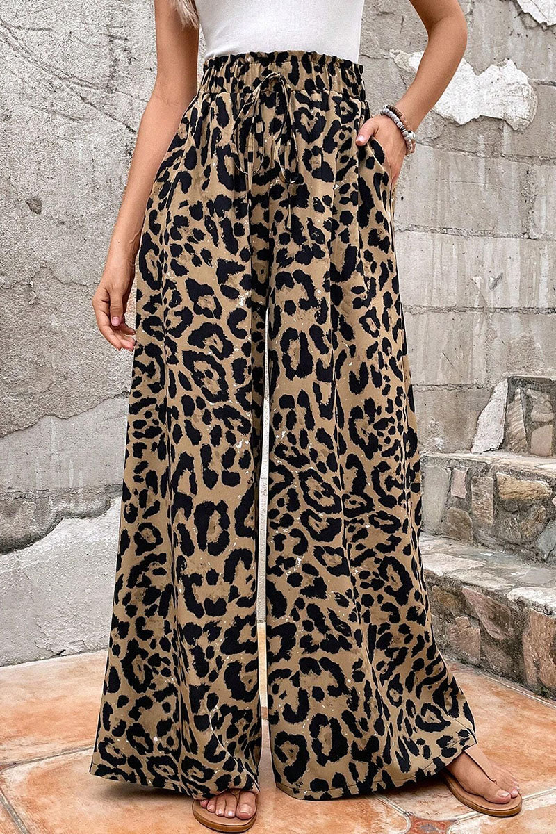 Leopard Print Wide-Leg Pants