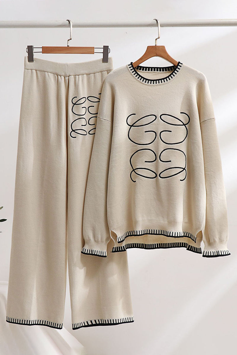 Knit Sweater with Wide-Leg Pants  Set