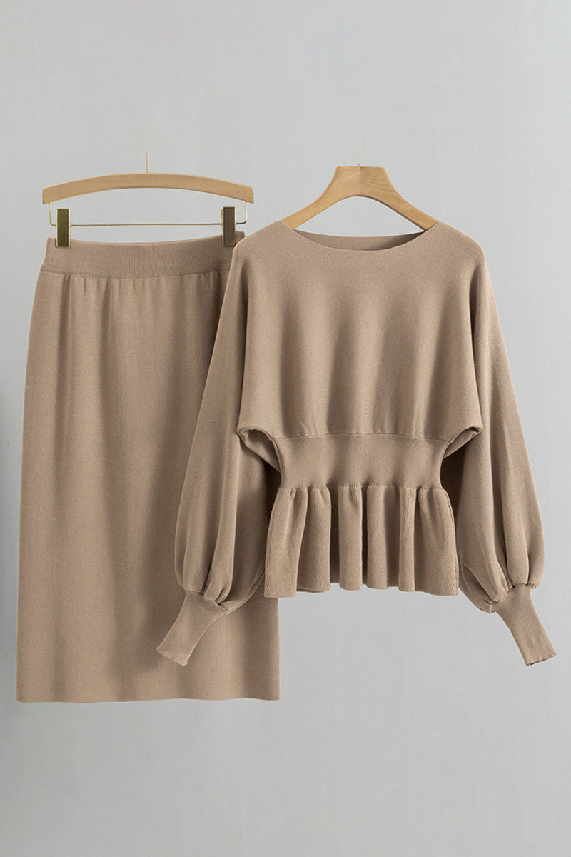 Peplum Sweater and Midi Skirt Set