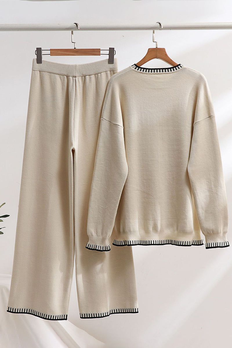 Knit Sweater with Wide-Leg Pants  Set