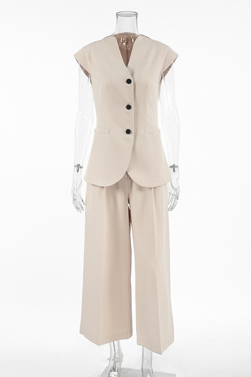 Tailored Vest and Wide-Leg Pants Set