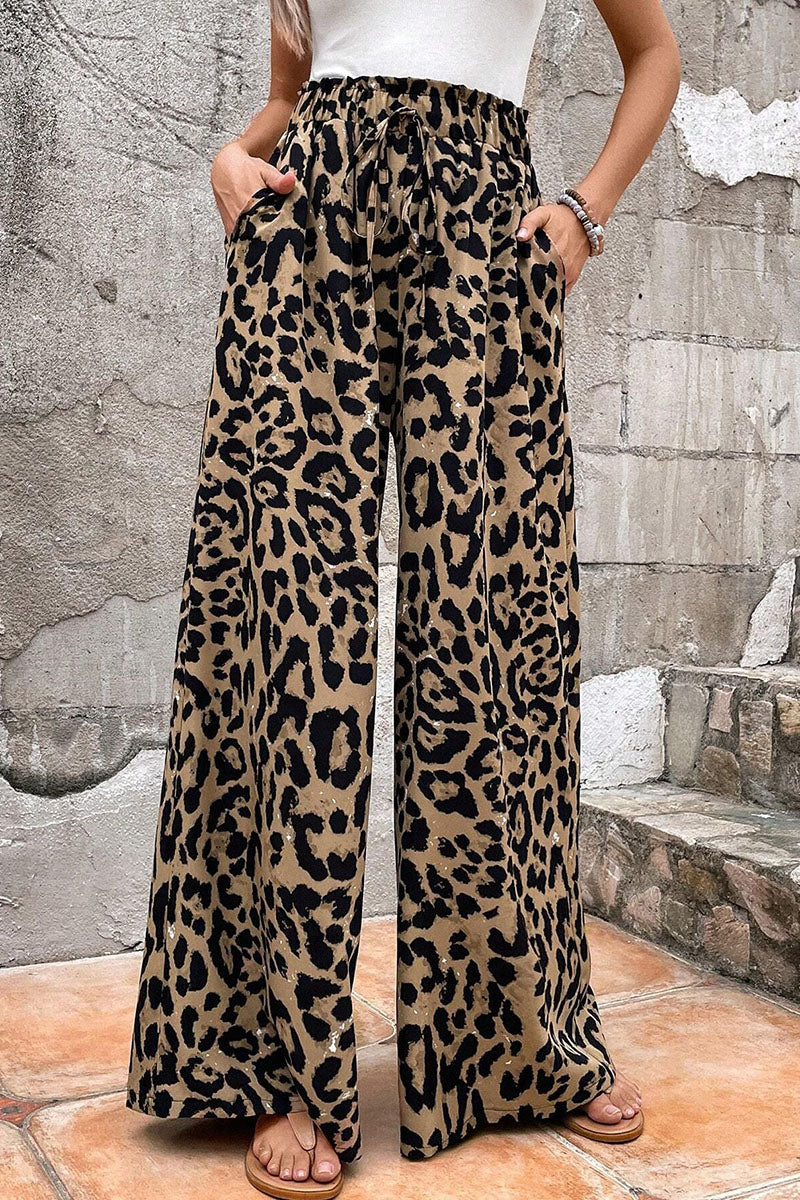 Leopard Print Wide-Leg Pants