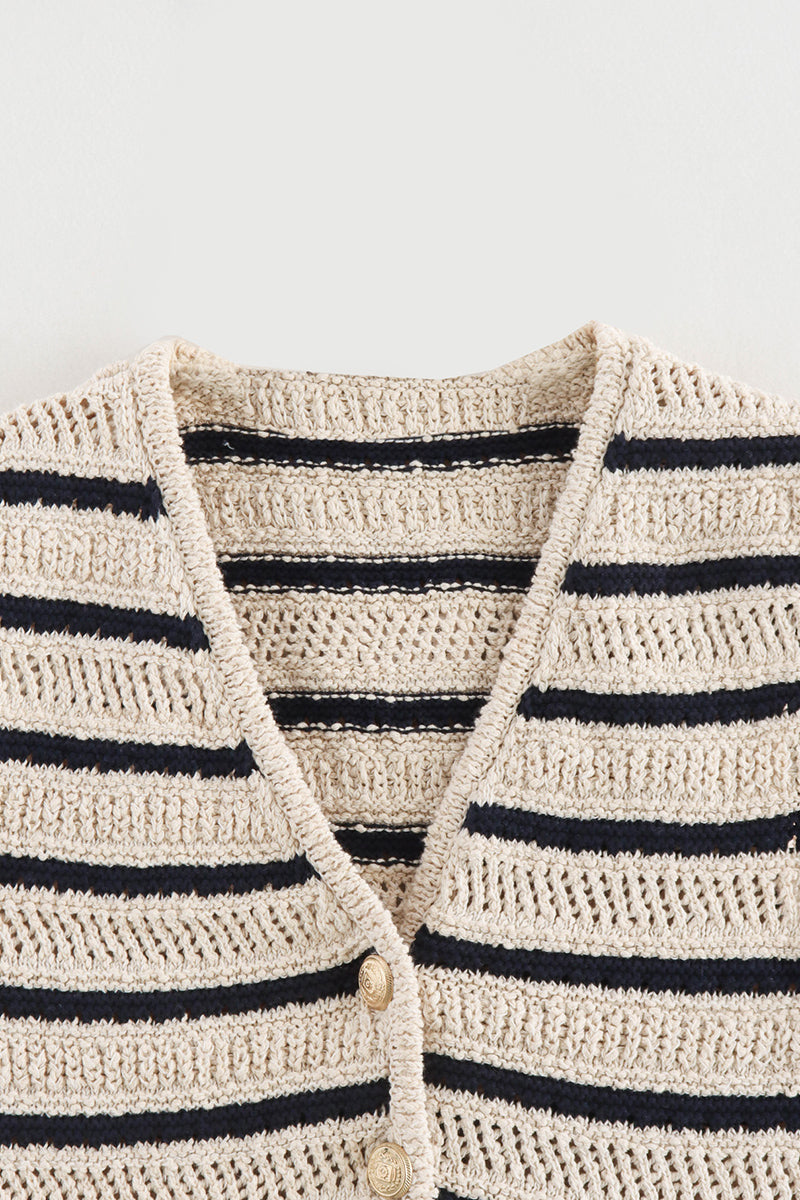 Striped Knit Buttoned Vest