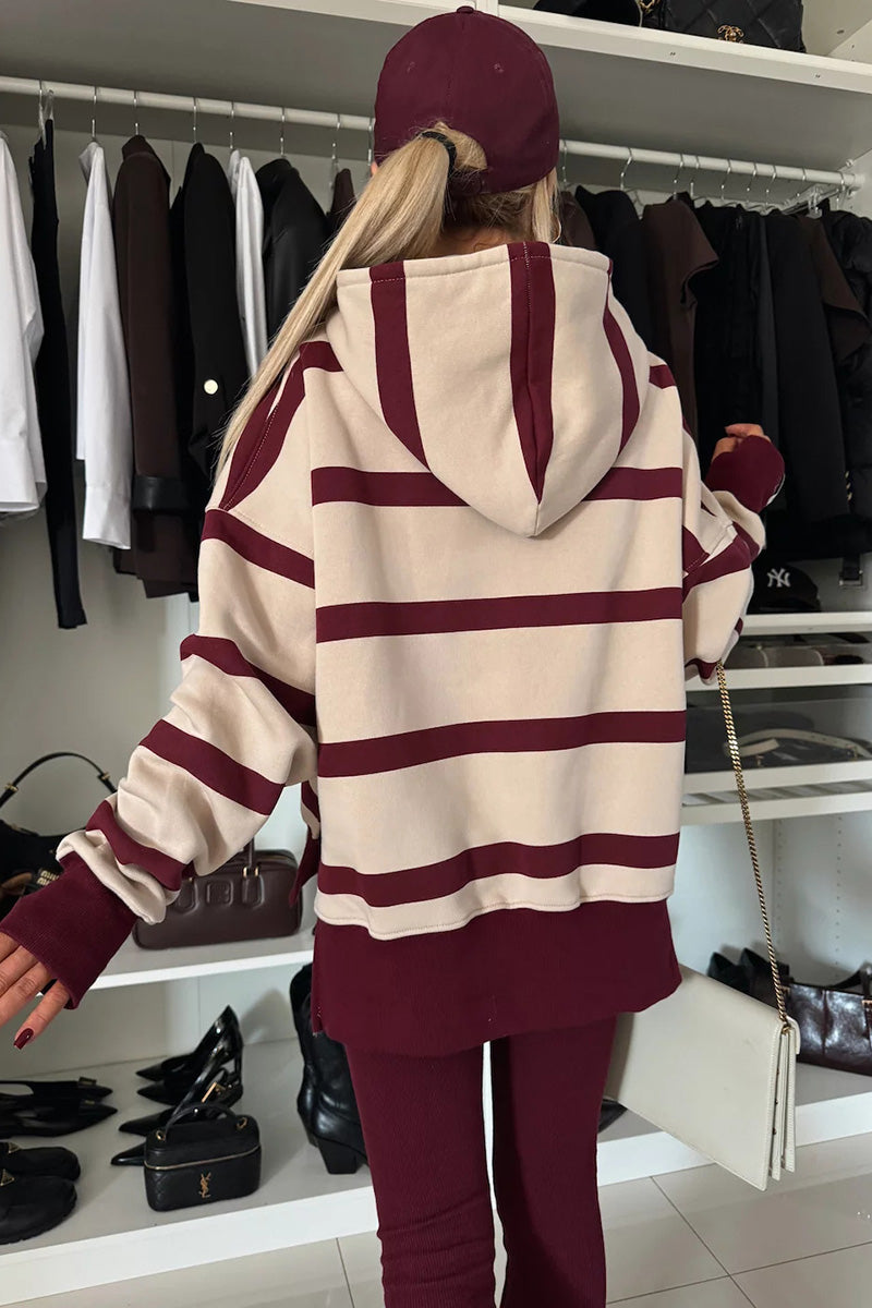 Striped Oversized Hoodie and Leggings Set