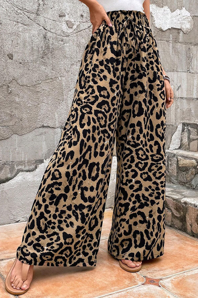 Leopard Print Wide-Leg Pants