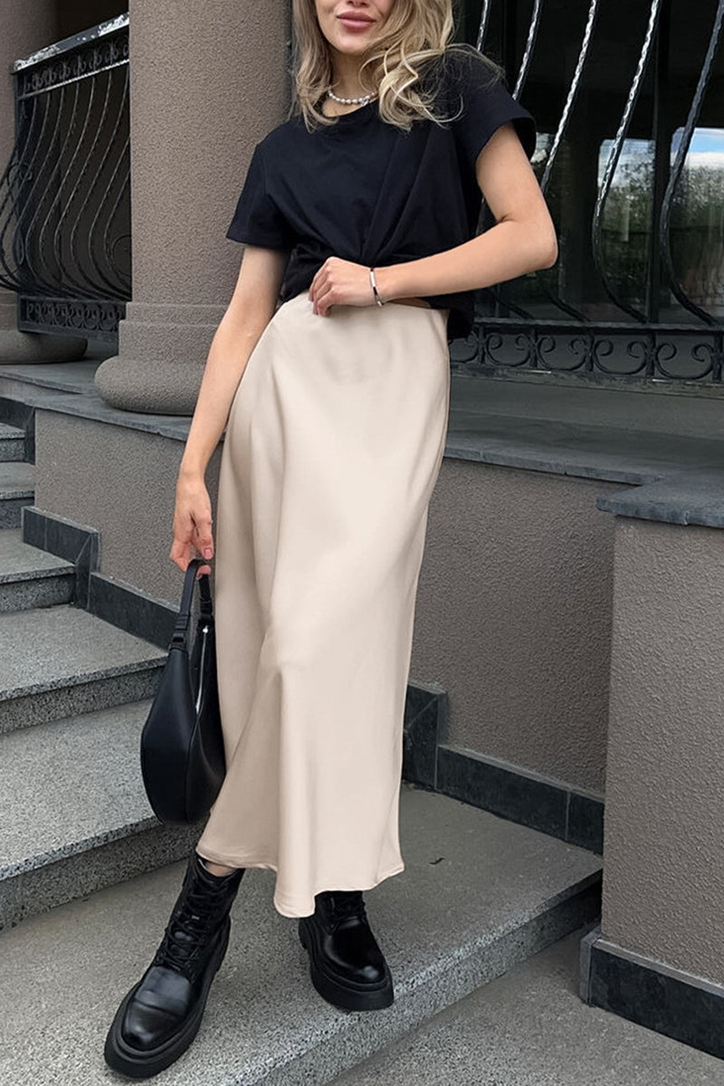 Satin Midi Skirt