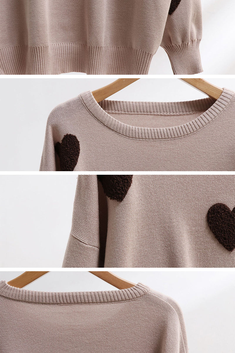 Heart Pattern Sweater and Pants Set