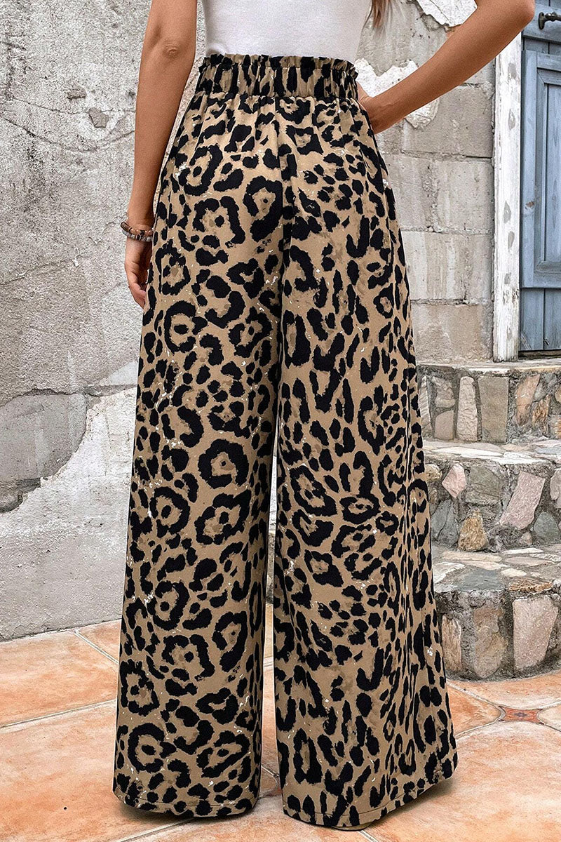 Leopard Print Wide-Leg Pants