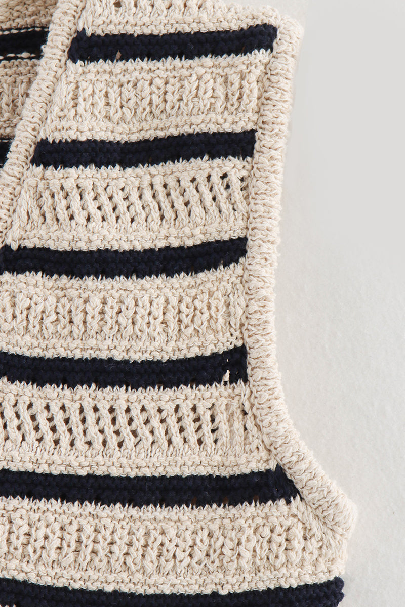 Striped Knit Buttoned Vest