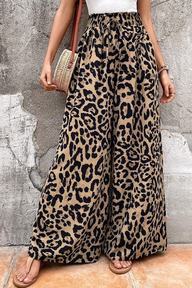 Leopard Print Wide-Leg Pants