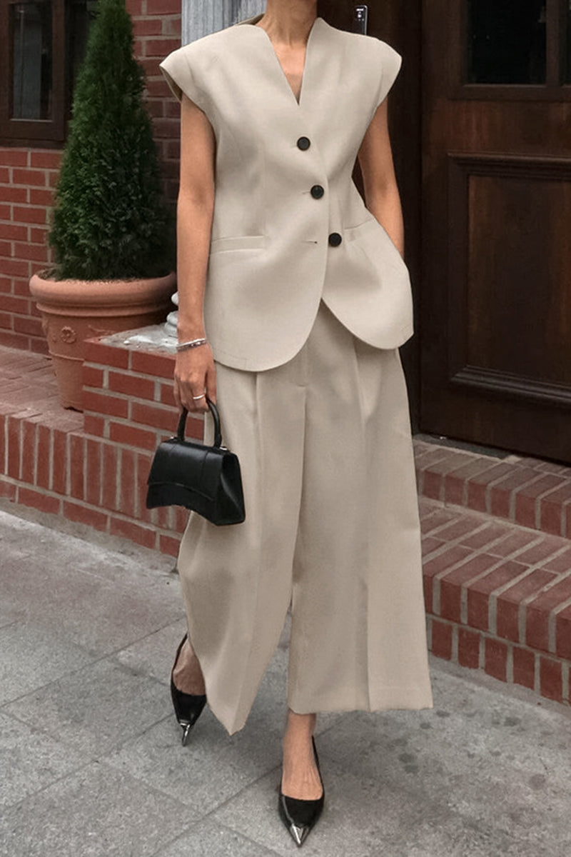 Tailored Vest and Wide-Leg Pants Set