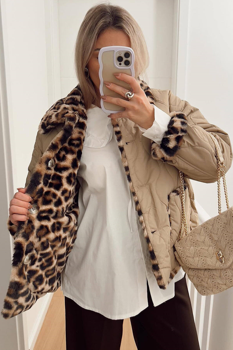 Animal Print Reversible Quilted Jacket