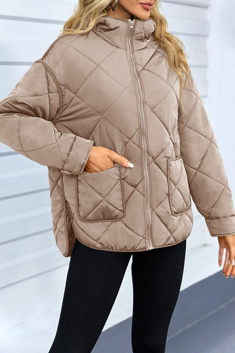 Quilted Zip-Up Coat