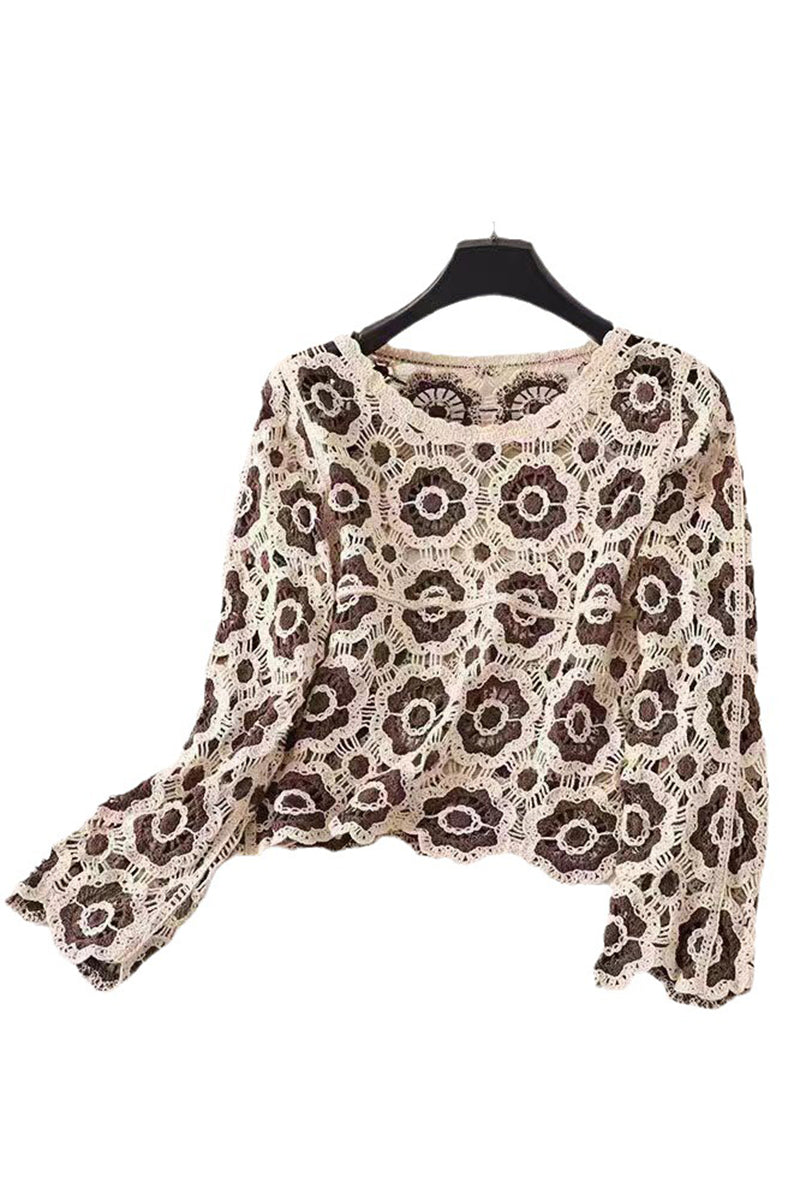 Floral Lace Knit Cover-Up Top