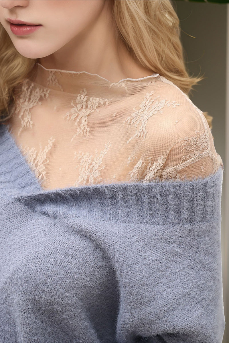 Snowflake Sheer Mesh Lace Top