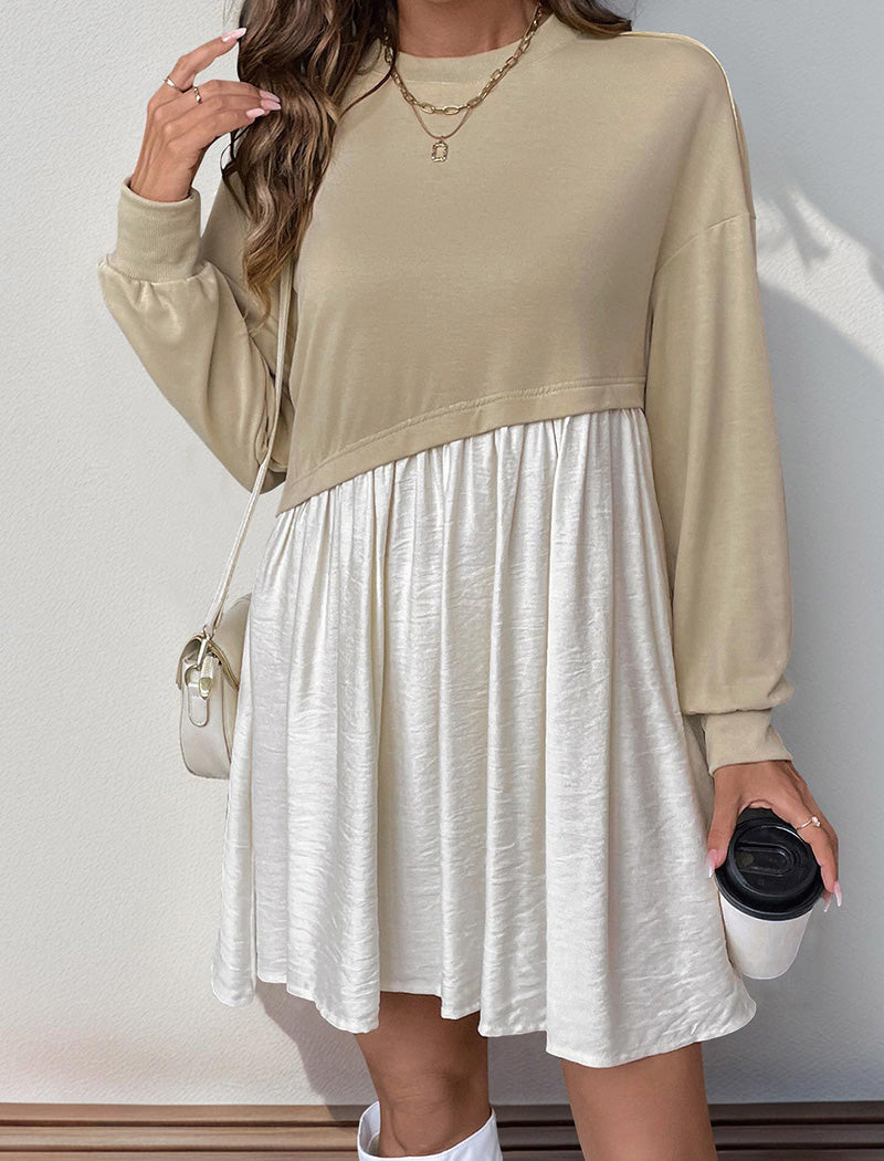 Long Sleeve Patchwork  Dress