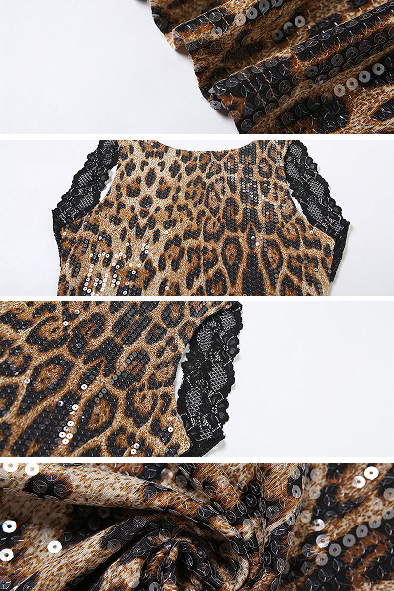 Leopard Print Backless Sleeveless Top