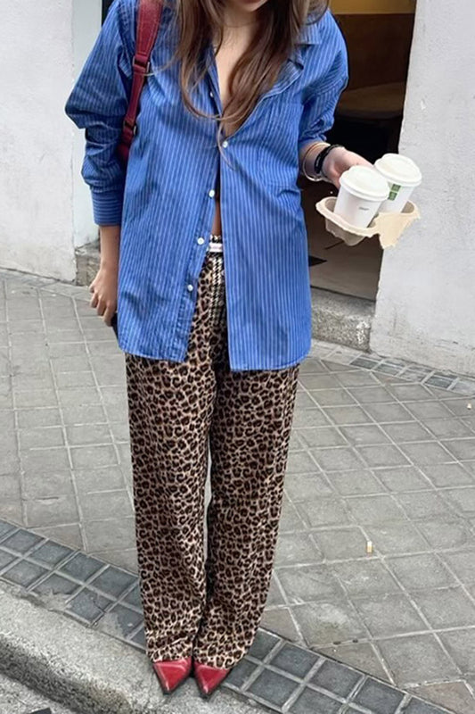 Leopard Printed Wide-Leg Pants