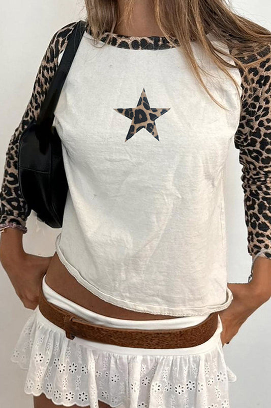 Star Print Raglan Sleeve Top