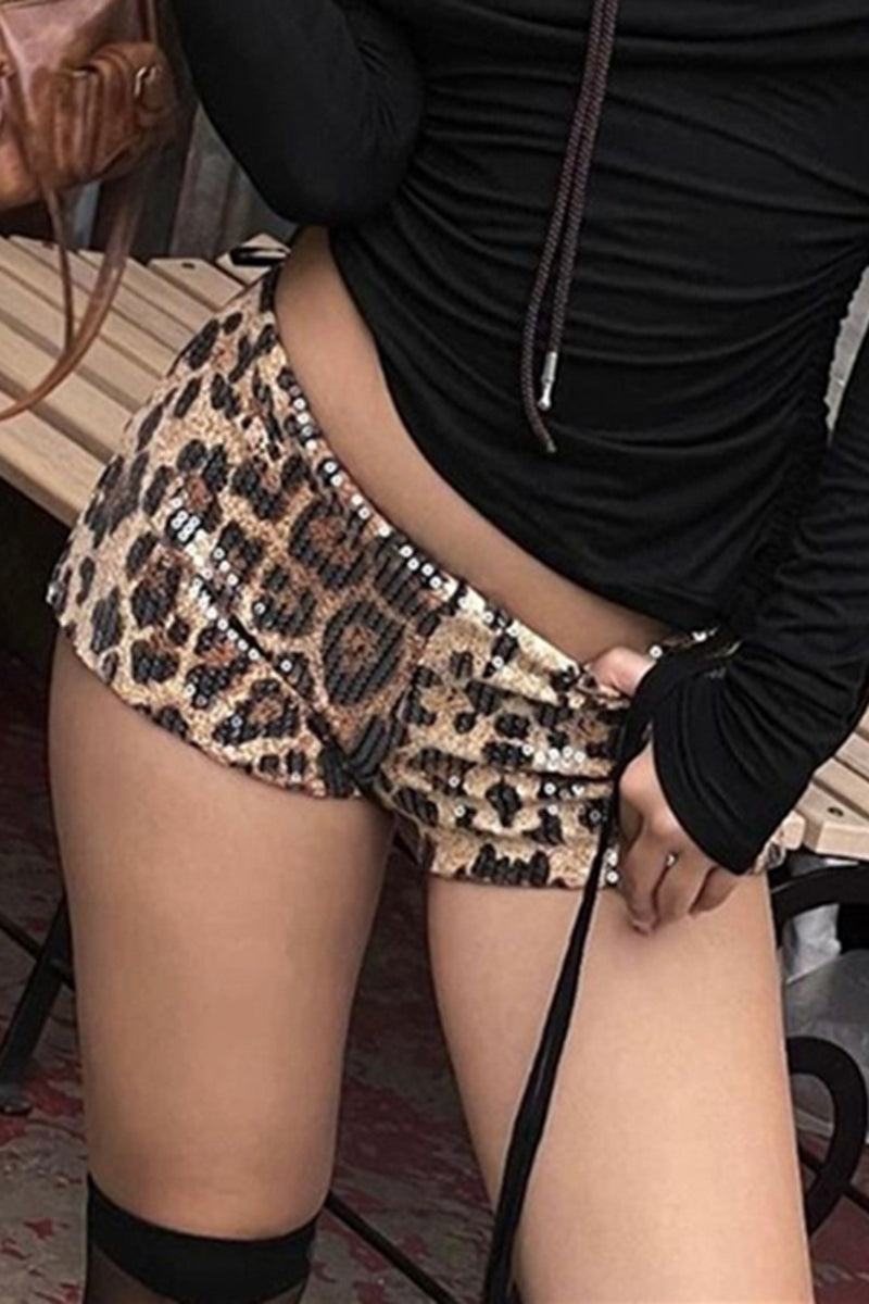 Sequin Leopard Shorts