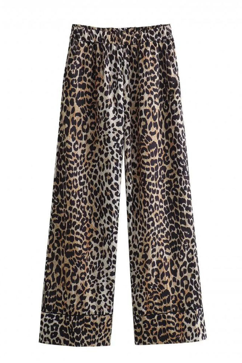 Wide-Leg Animal Print Lounge Pants