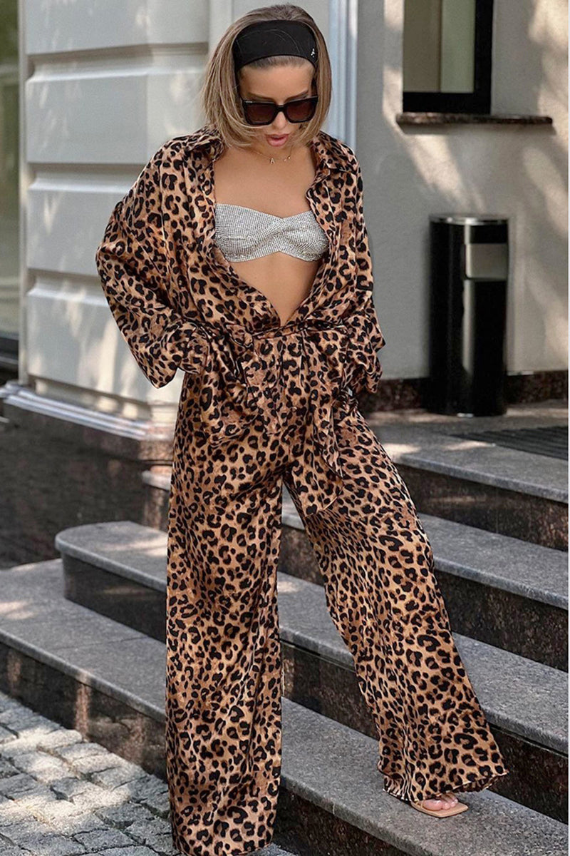 Leopard Print Shirt and Pants Set